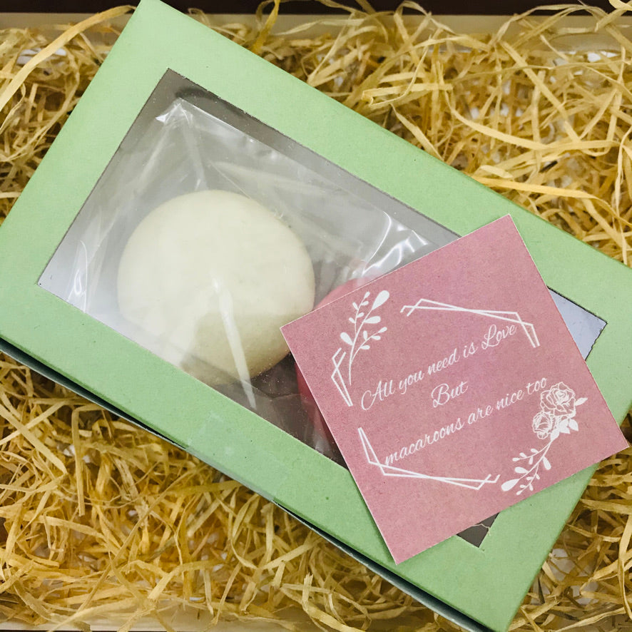 Hamper Box – Macarons, Resin Coaster & Sticky Note Pad