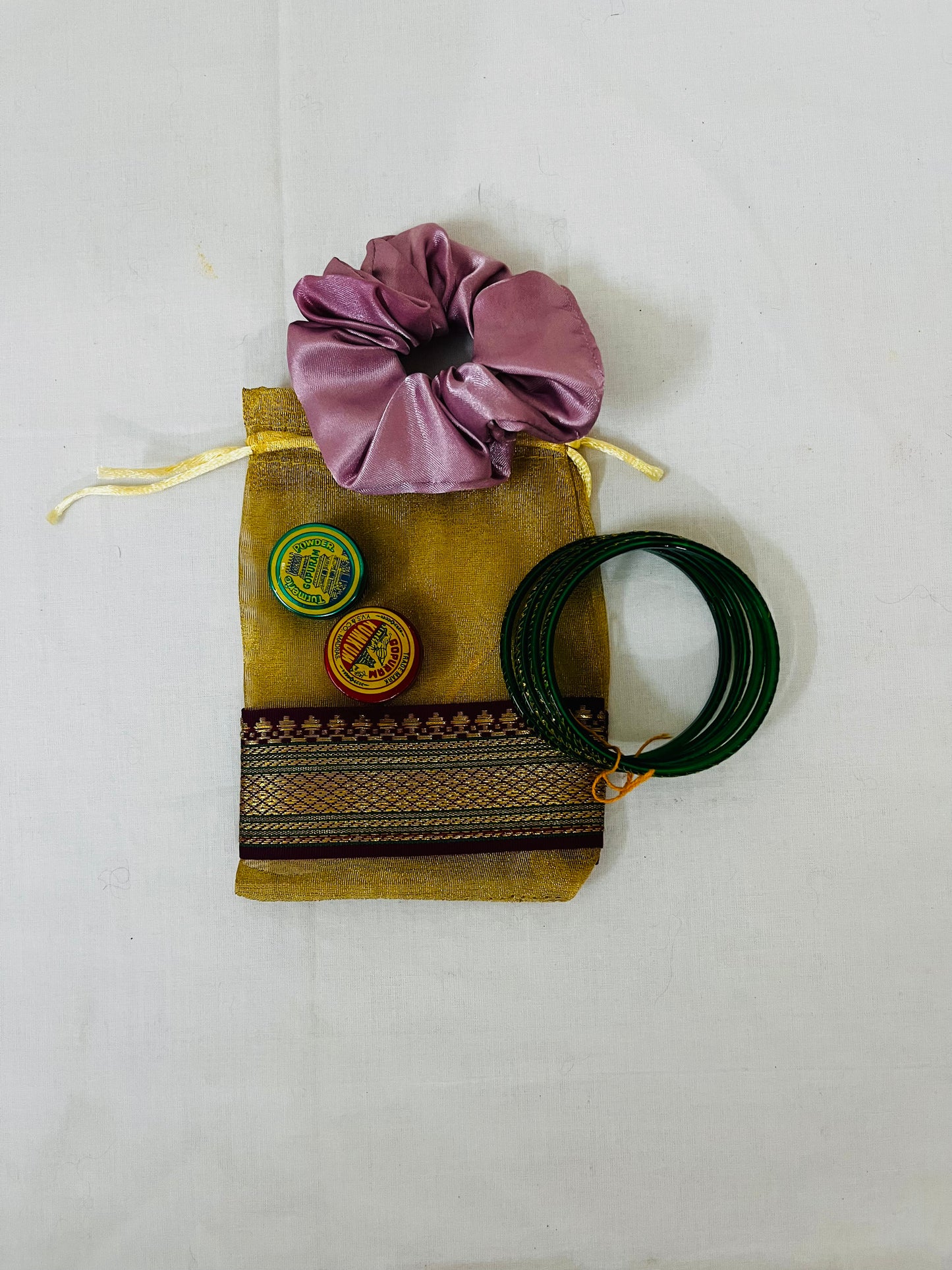 Organza Potli with Bangles & Haldi Kumkum