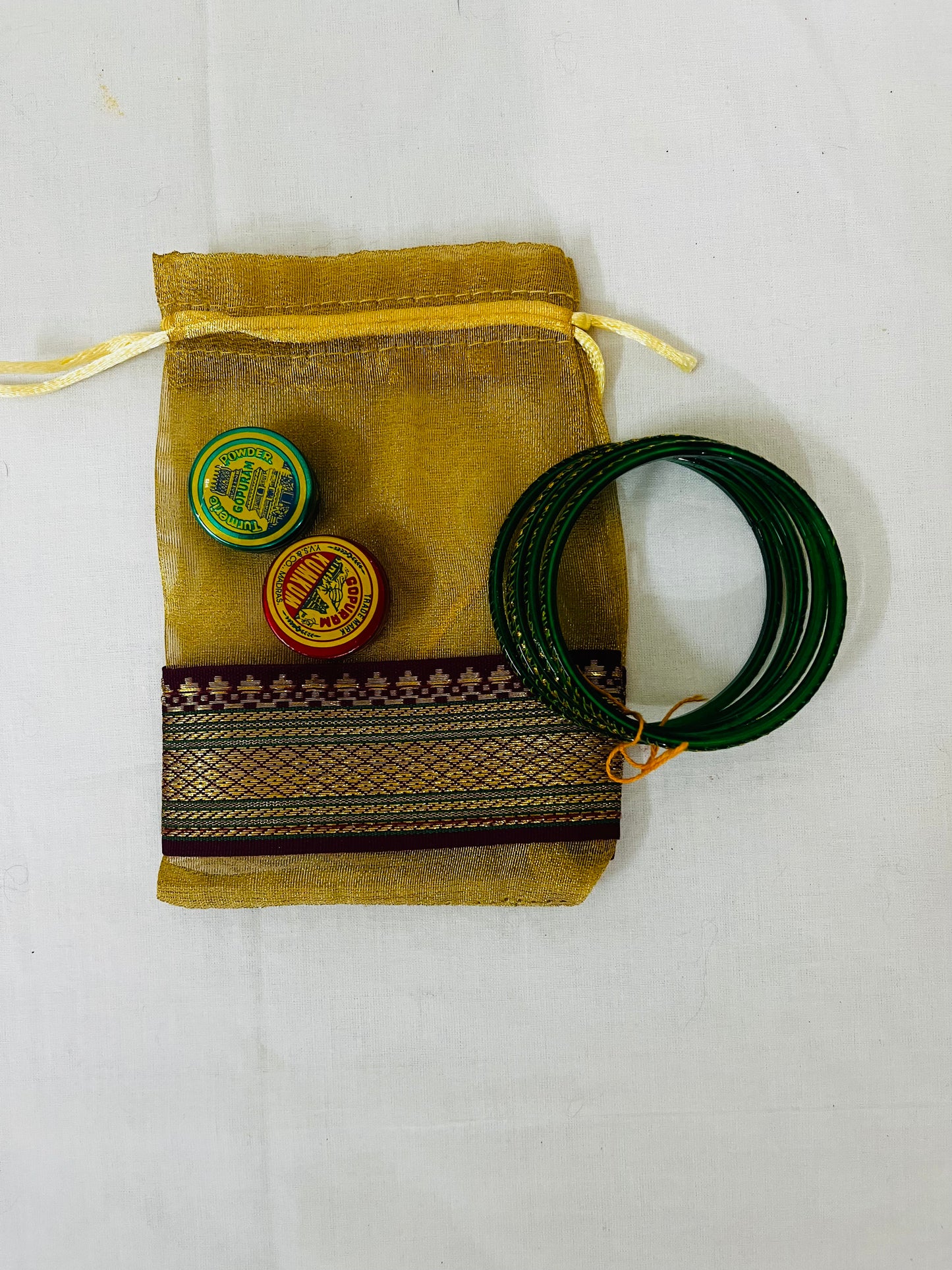 Organza Potli with Bangles & Haldi Kumkum