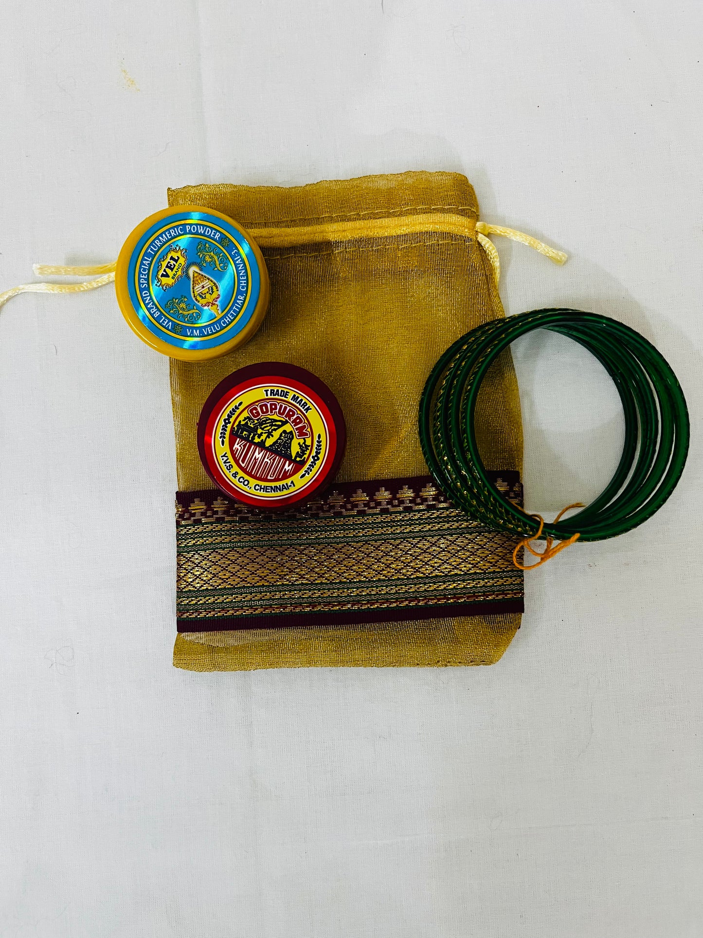 Organza Potli with Bangles & Haldi Kumkum