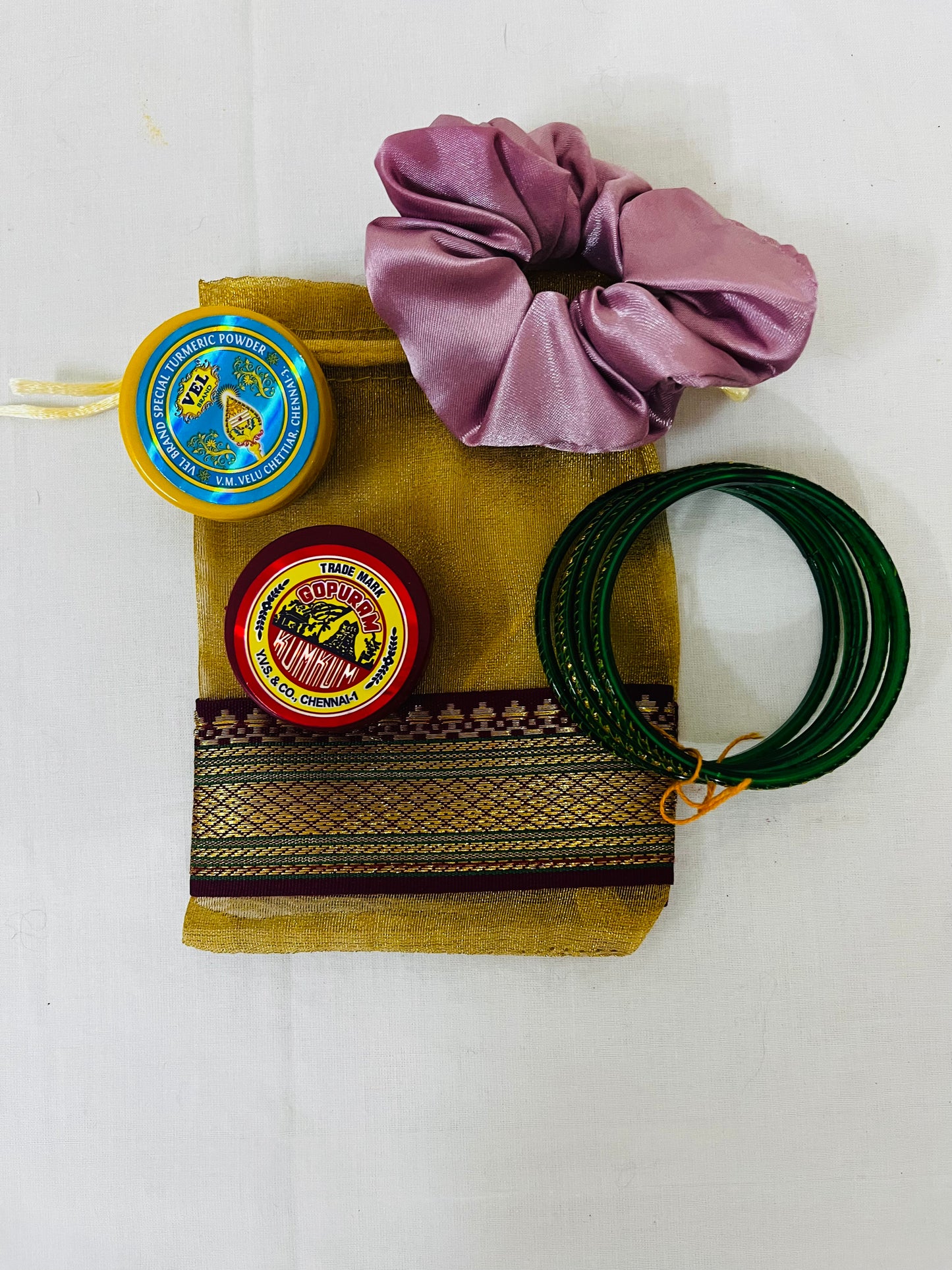 Organza Potli with Bangles & Haldi Kumkum
