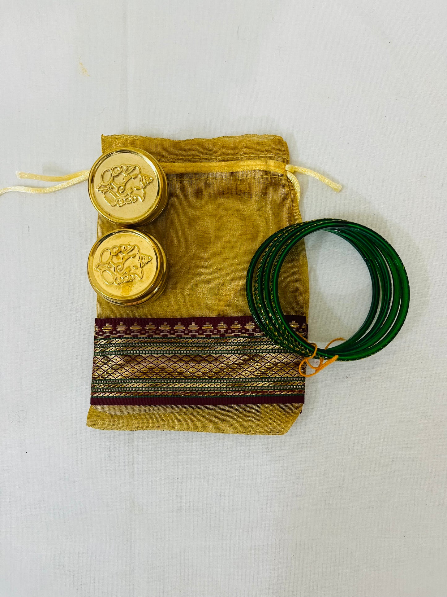 Organza Potli with Bangles & Haldi Kumkum