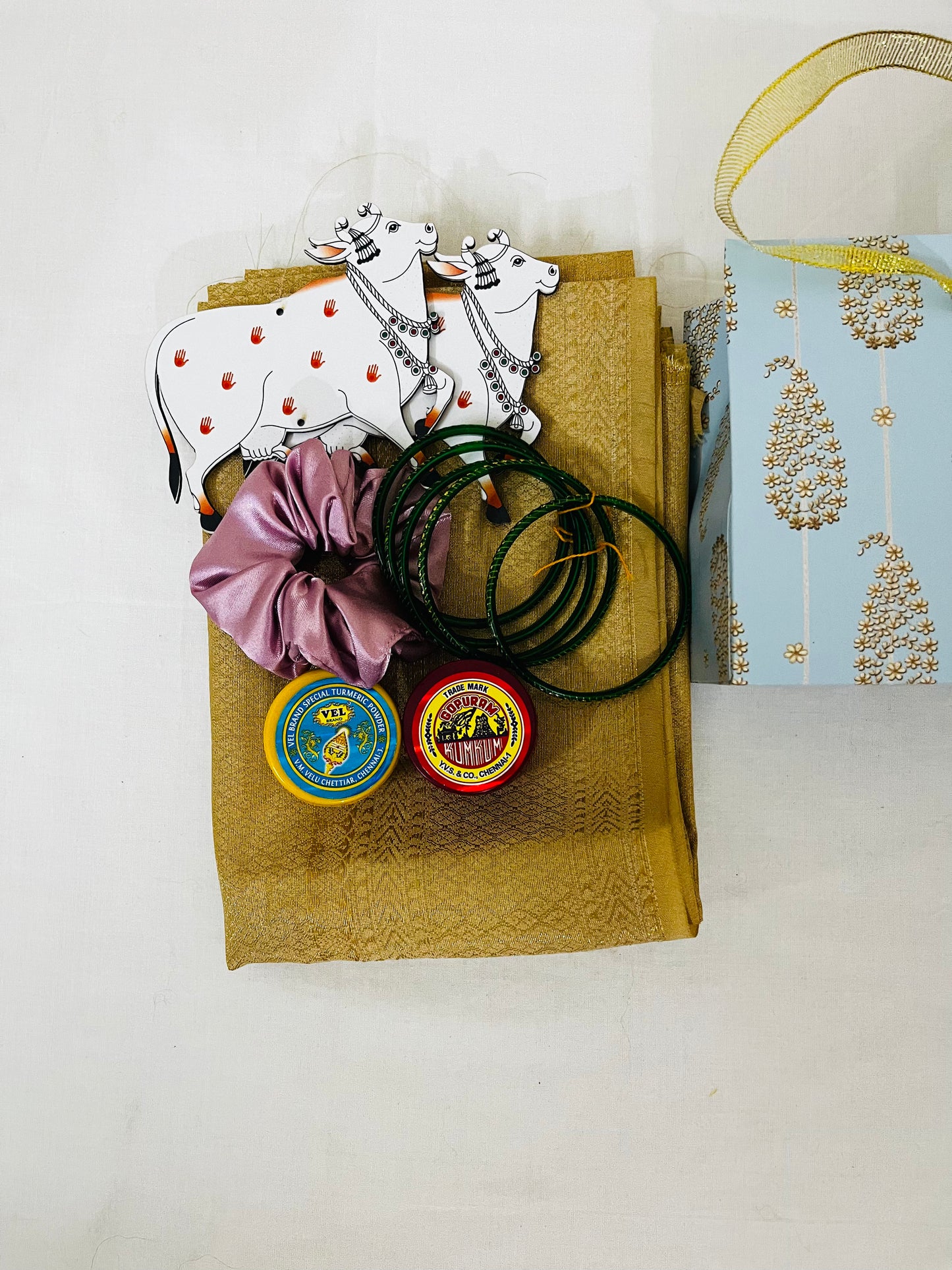 Paper Bag Gift Pack – Brocade Gold Blouse