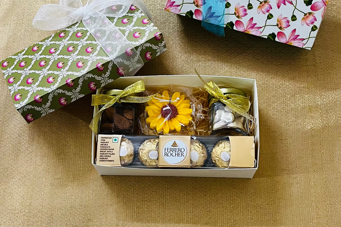 Diwali Gift Box – Nuts, Candle & Chocolates - Green