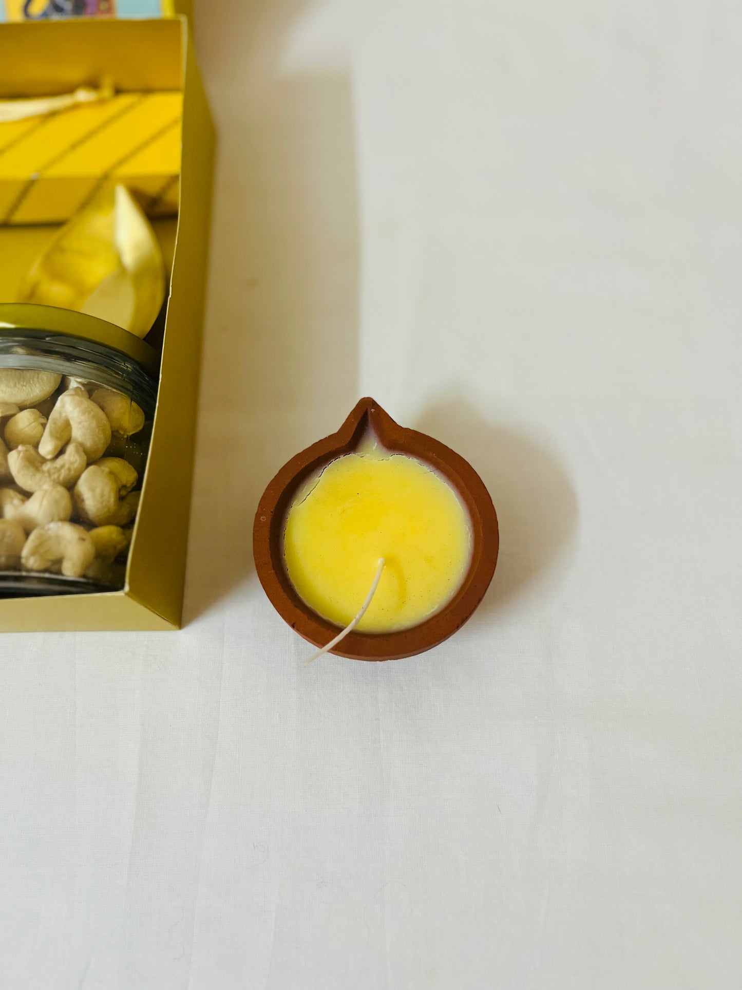 Diwali Premium Handmade Gift Box – Nuts, Candles, Brass Diyas & Mysorepak