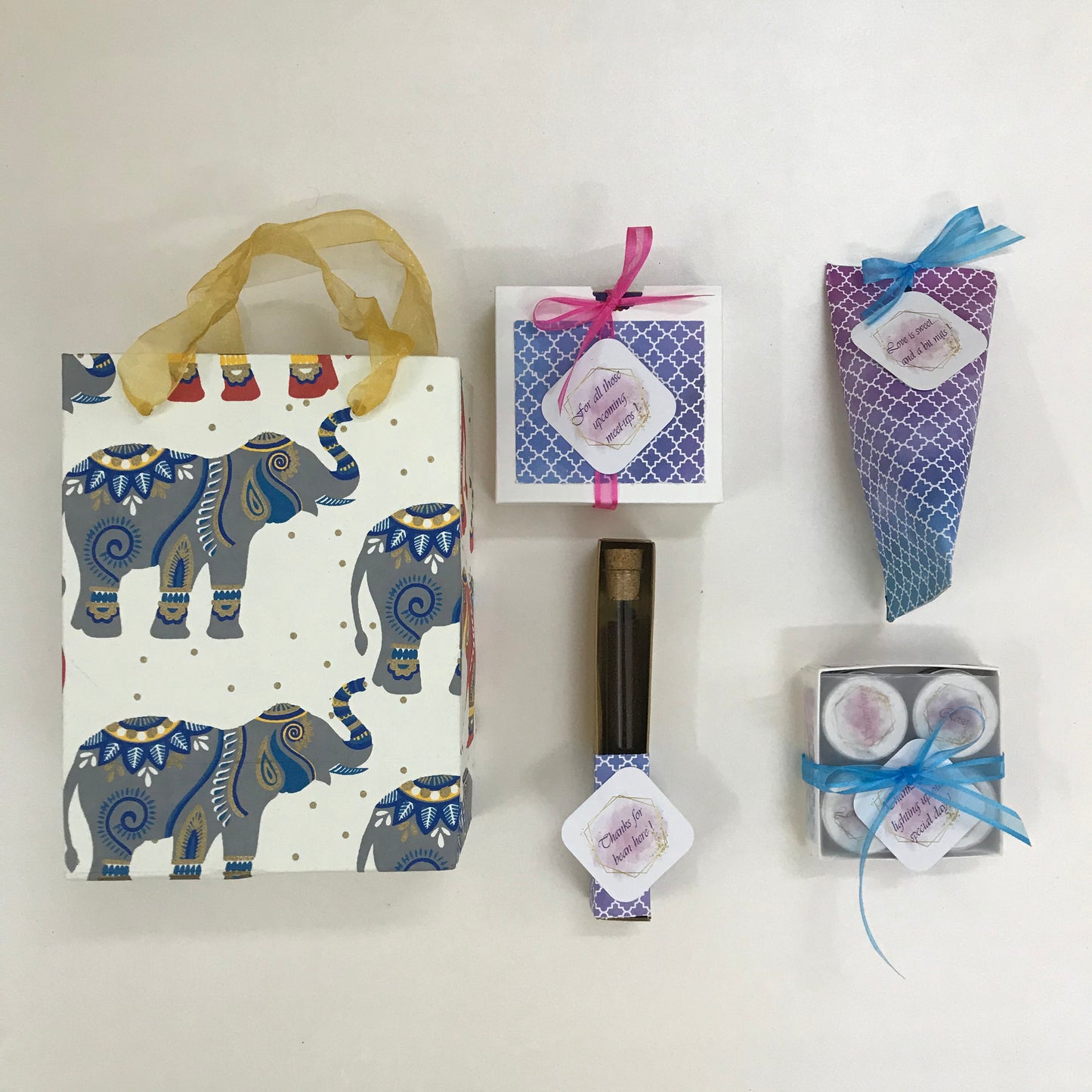 Gift Bag – Flavoured Coffee, Chocolates, Tea Candle & Coasters