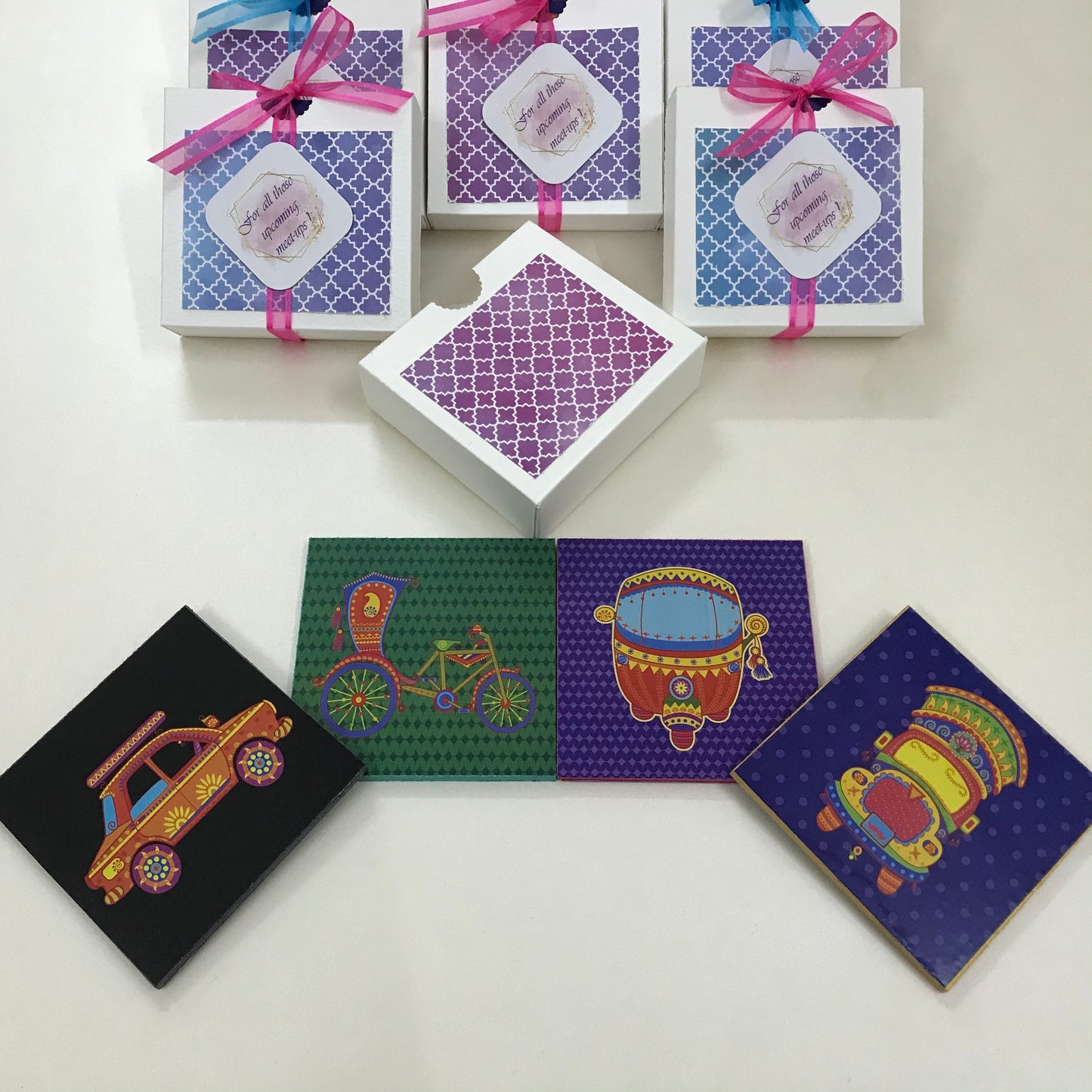 Gift Bag – Flavoured Coffee, Chocolates, Tea Candle & Coasters
