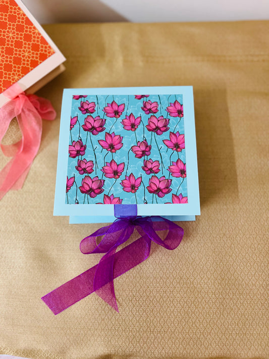 Diwali Handmade Gift Box – Nuts, Candle, Coasters & Homemade Sweets - Teal